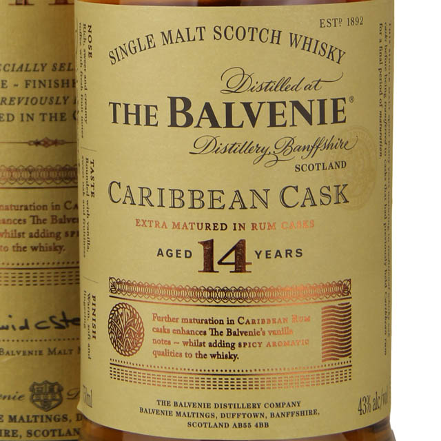 Balvenie 14 Year Caribbean Cask Single Malt Scotch Whisky / 750 ml