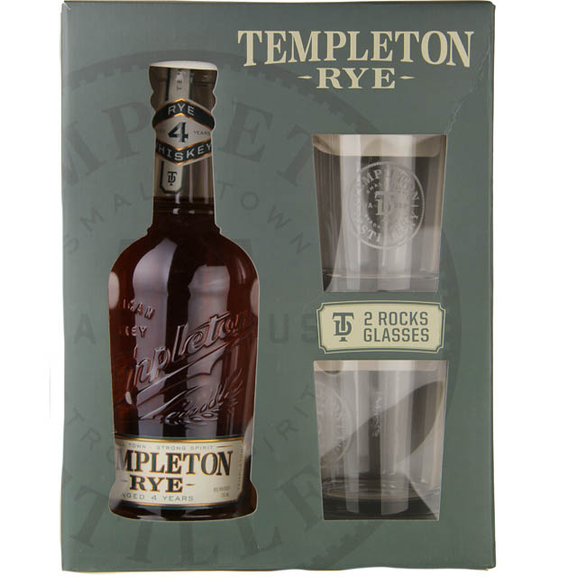 Templeton 4 Yr Small Batch Rye Gift Set with 2 Rocks Glasses / 750mL