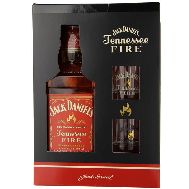 Jack Daniel's Tennessee Fire Gift Set with Shot Glasses / 750 ml