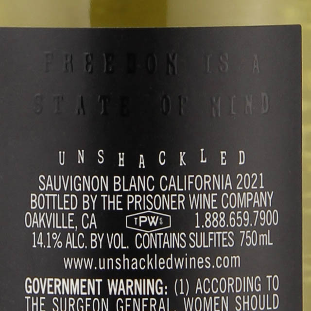 The Prisoner Wine Company Unshackled Sauvignon Blanc / 750mL