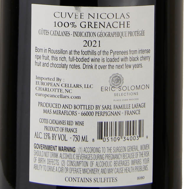 Domaine Lafage Cuvee Nicolas Grenache / 750mL