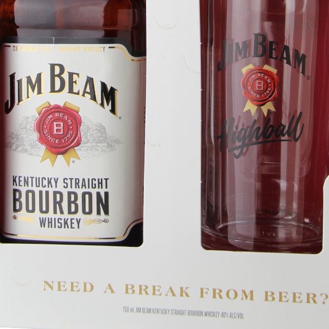 Jim Beam Kentucky Bourbon Gift Set with Highball Glass / 750 ml