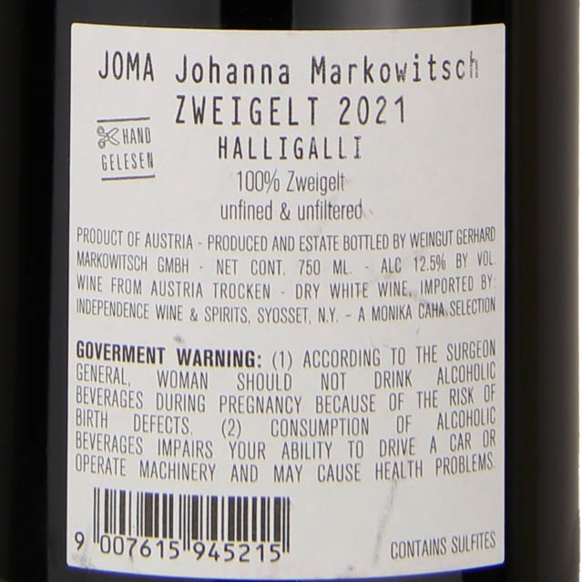 Johanna Markowitsch Joma Zweigelt Halligalli / 750mL