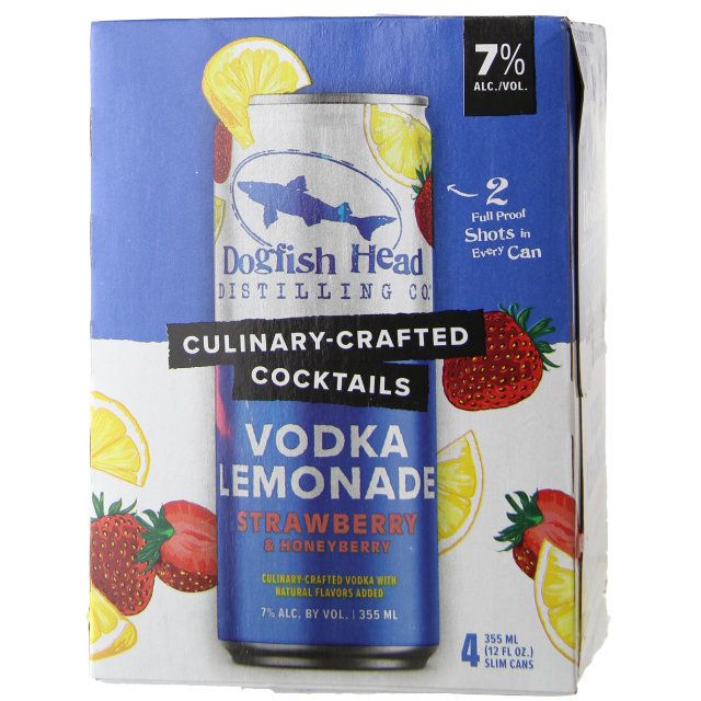 Dogfish Head Distilling Company Strawberry and Honeyberry Vodka Lemonade 4 Pack / 4-355mL