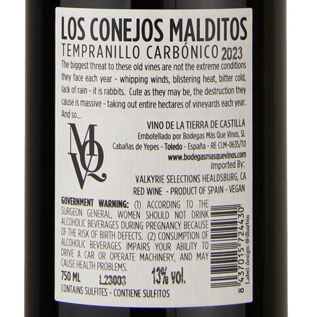 Los Conejos Malditos Tempranillo Carbonico / 750mL