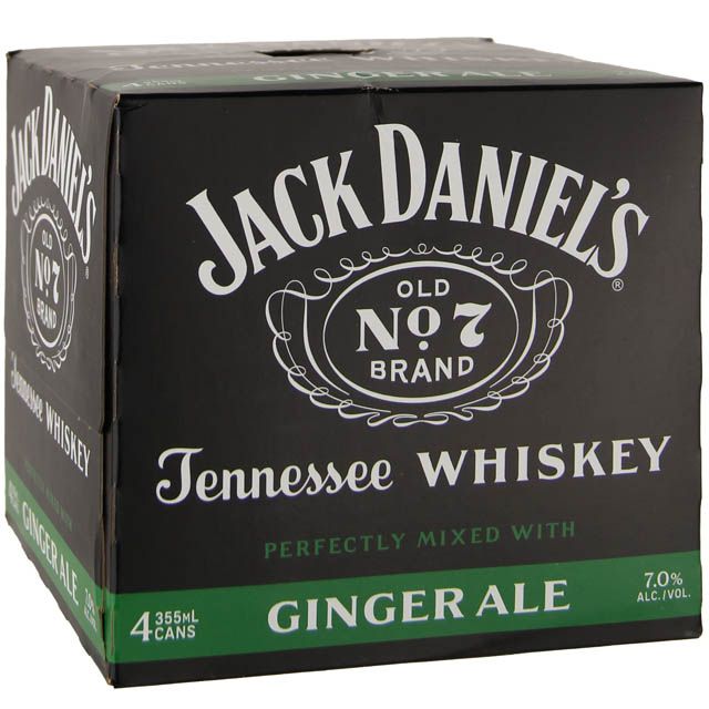 Jack Daniel's Tennessee Whiskey and Ginger Ale 4 Pk  / 4-355mL