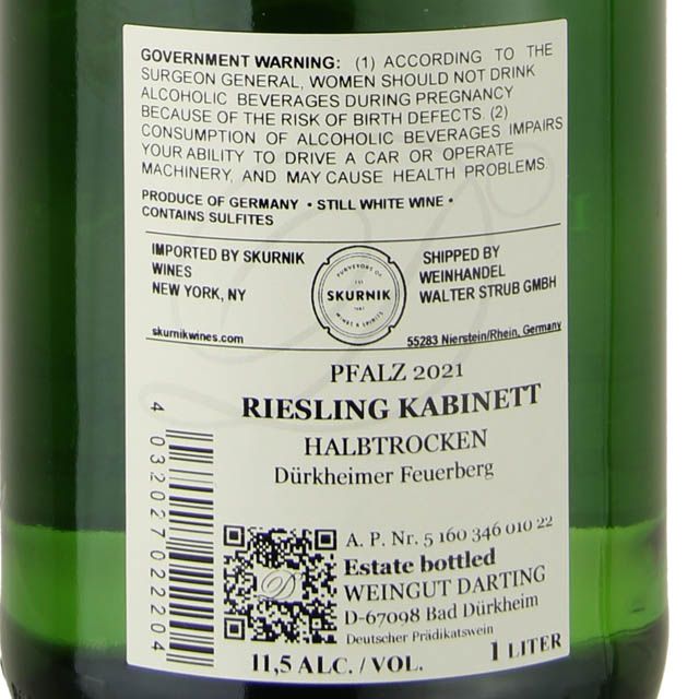 Darting Durkheimer Feuerberg Riesling Kabinett / Ltr