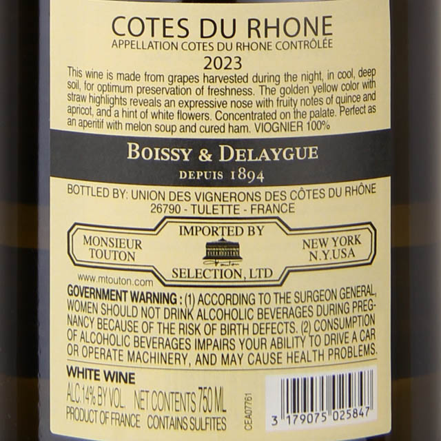 Boissy & Delaygue Lou Pontias Viognier Cotes Du Rhone White / 750mL