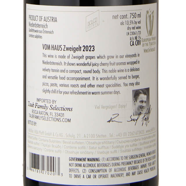 Pfaffl Vom Haus Zweigelt / 750mL