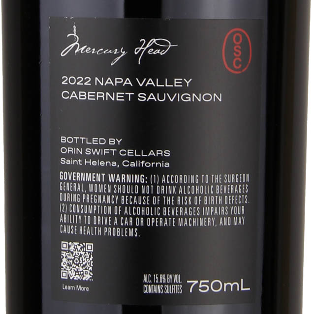 Orin Swift Mercury Head Cabernet Sauvignon / 750ml