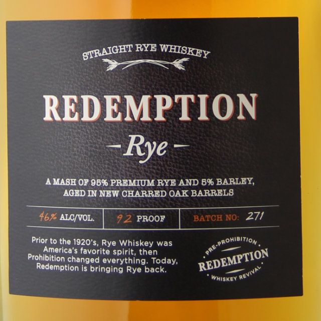 Redemption Rye 92 Whiskey / 750mL