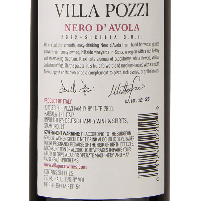 Villa Pozzi Nero D'Avola / 750 ml