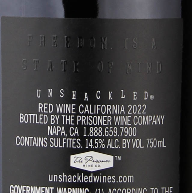 The Prisoner Wine Company Unshackled Red Blend / 750mL