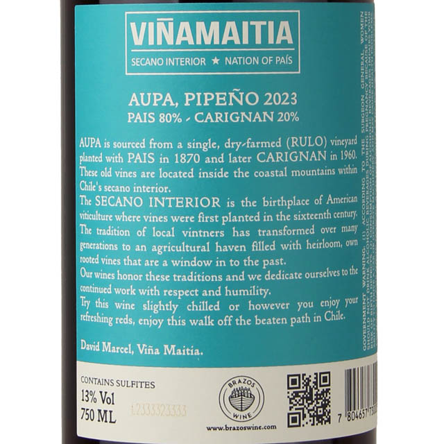 Vina Maitia Aupa Pipeno / 750mL