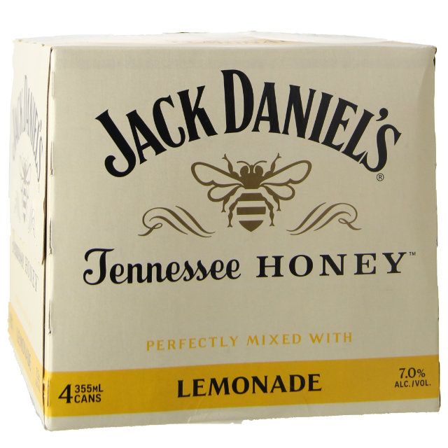Jack Daniel's Tennessee Whiskey, Honey and Lemonade 4 Pack Can / 4-355mL