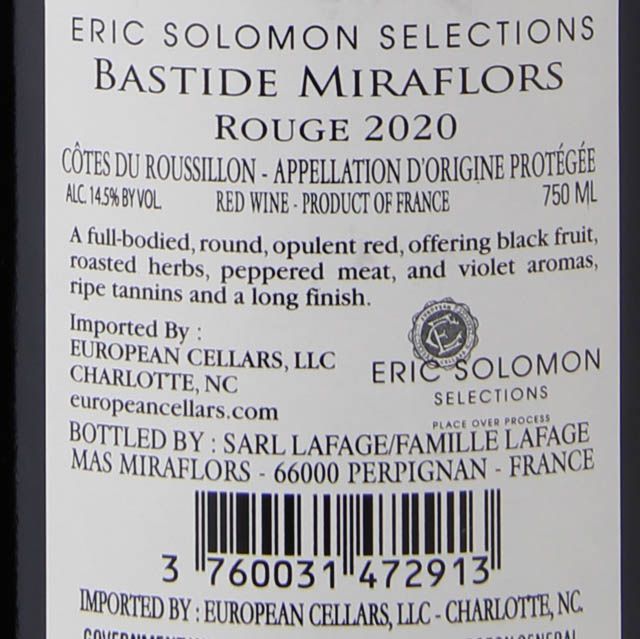 Domaine Lafage Bastide Miraflors Cotes du Roussillon/ 750mL