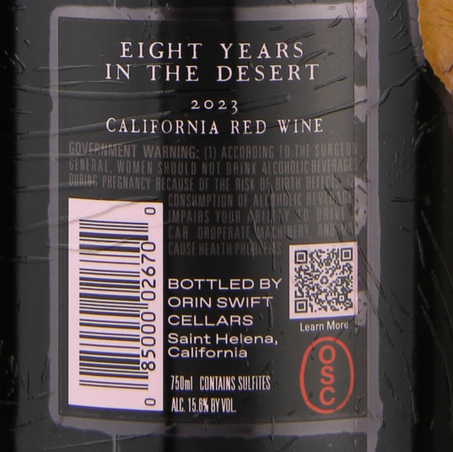 Orin Swift 8 Years In The Desert / 750mL